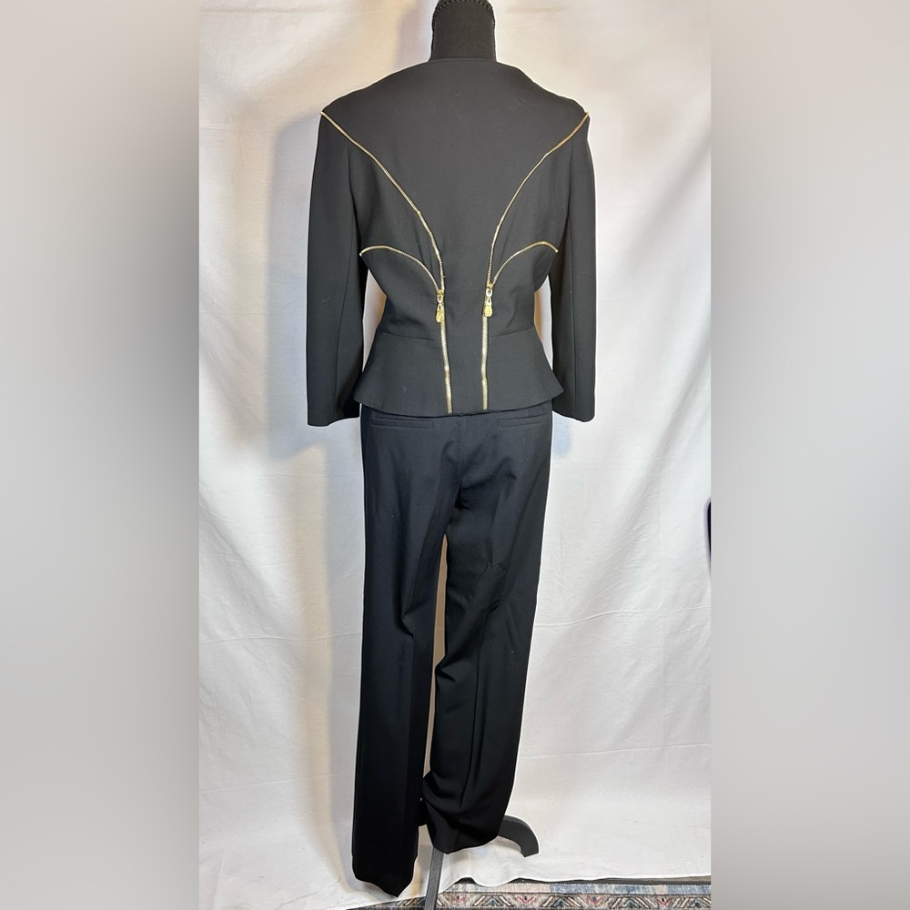 Authentic Versace Black Two-Piece Women’s Pantsuit Gold Wool - Picture 3 of 9